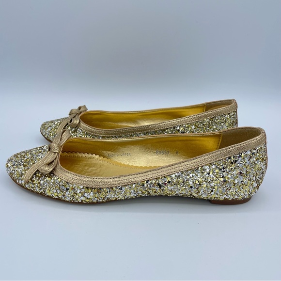 J. Crew Gold Twinkle Ballet Flats 6 - Picture 5 of 16